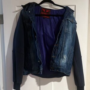 Milwaukee Leather Men's Blue Denim Jacket with Removable Hoodie